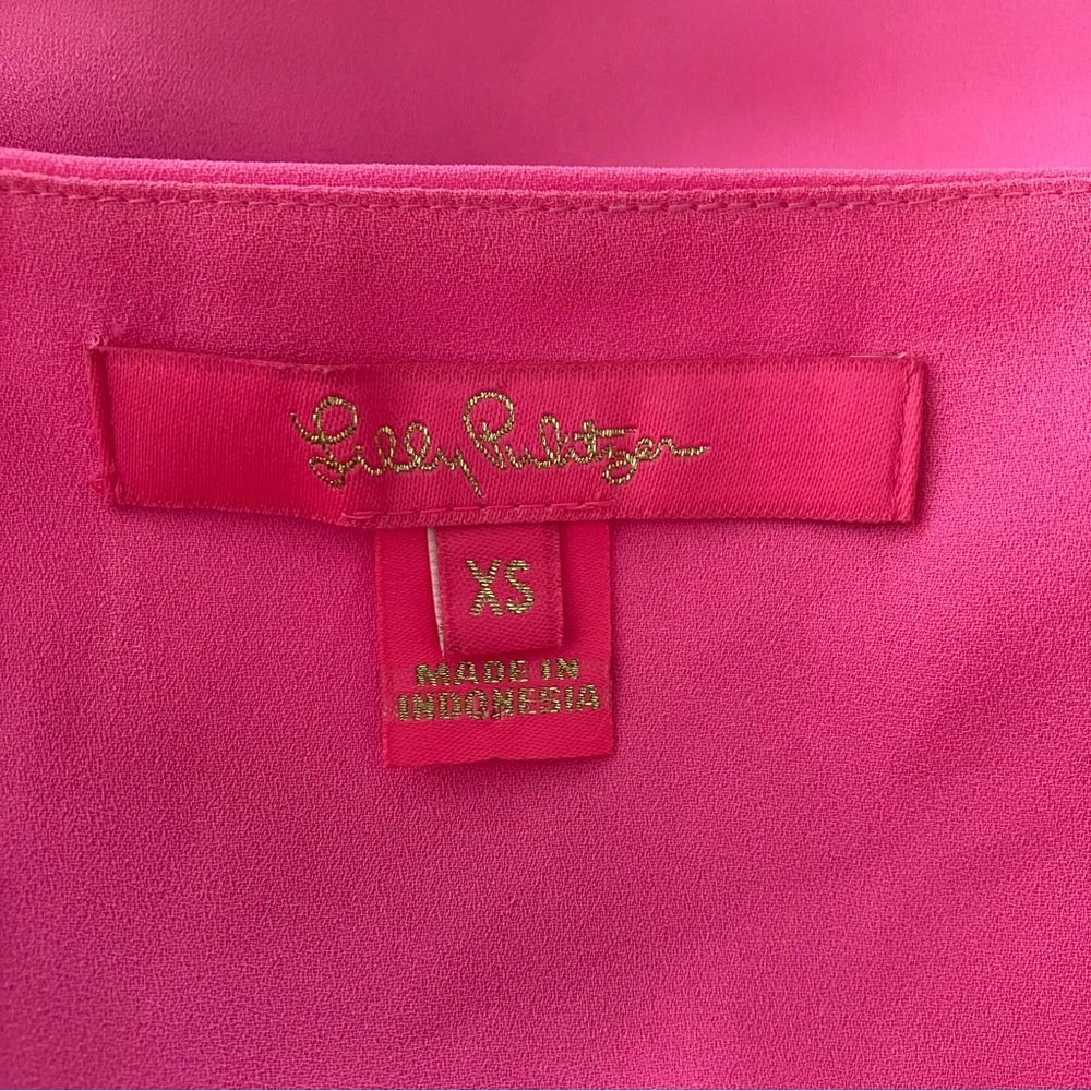 Lilly Pulitzer Hot Pink Nadia Satin Relaxed Fit Cami Tank Top size XS - Picture 6 of 7